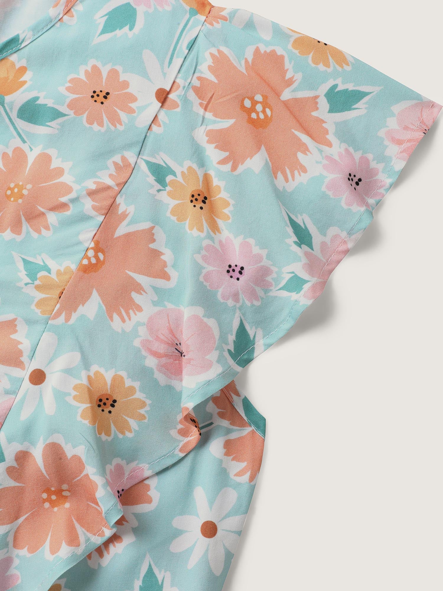 Floral Print Ruffled Sleeve Blouse