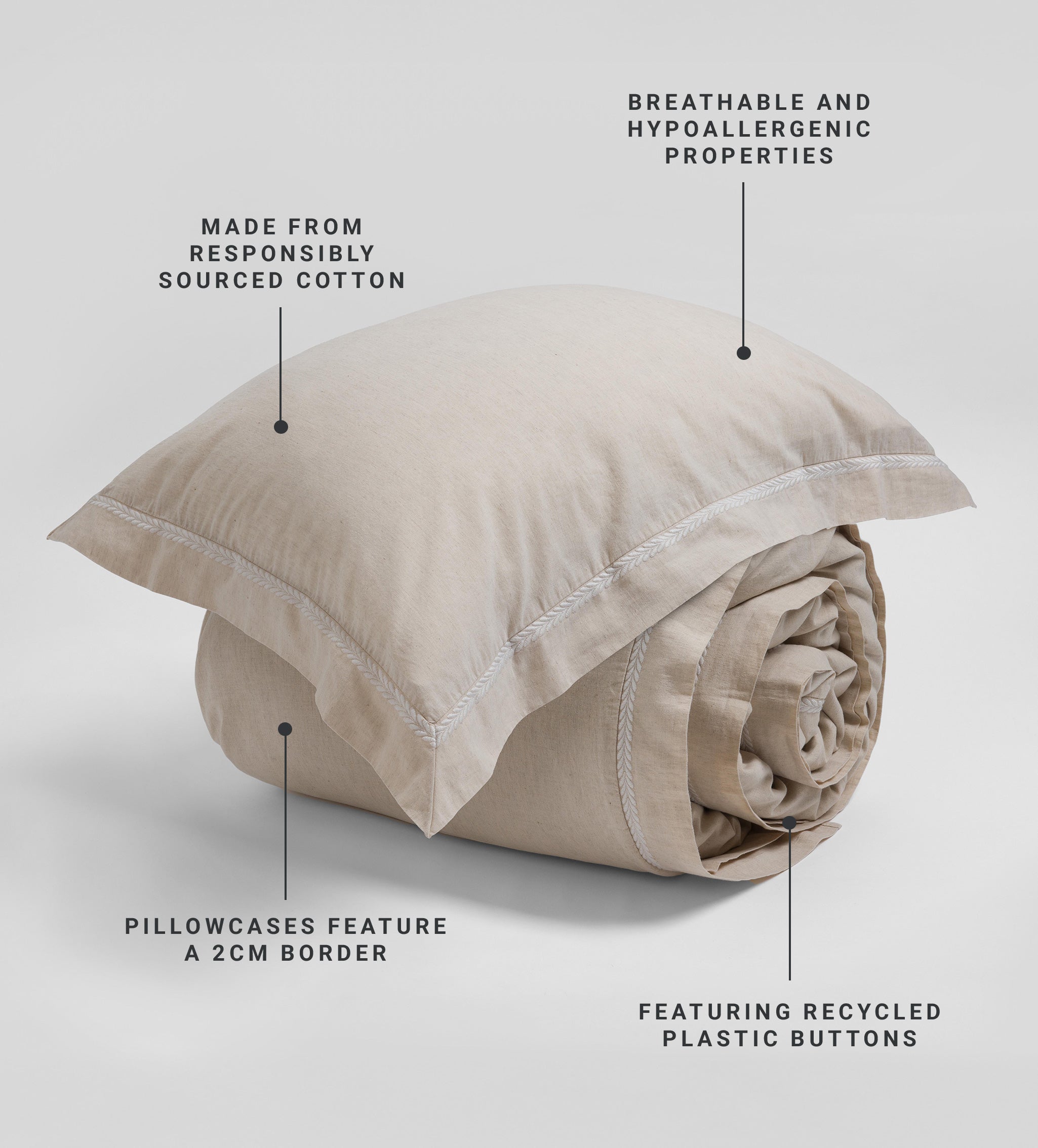 Natural Charlotte Cotton Linen Duvet Cover