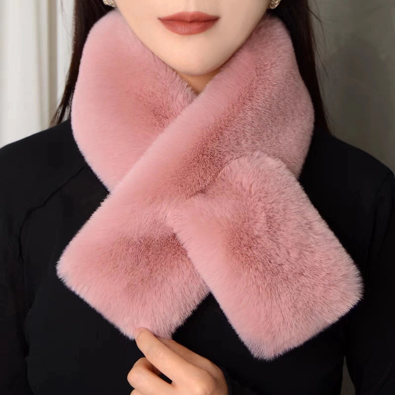 Flat Plush Scarf Imitation Rex Rabbit Hair Fashion Thickened Warm Scarf Advanced Sense Simple Flat Scarf