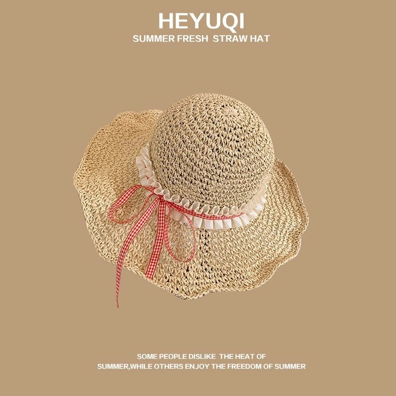 Women's Vacation Minimalist Letter Solid Color Big Eaves Straw Hat