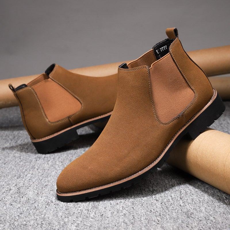 Men's Leather High- Top Casual Chelsea Boots