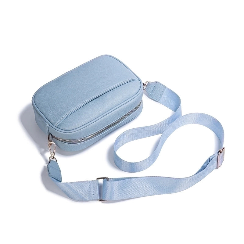 Women's Small Pu Leather Solid Color Basic Square Zipper Crossbody Bag