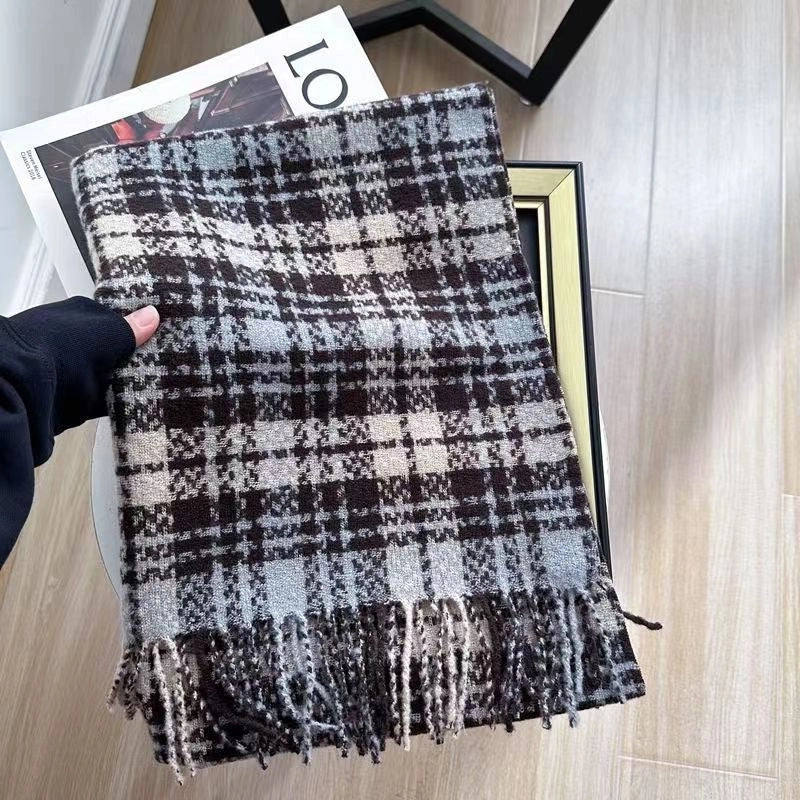Women's Lady Minimalist Lattice Imitation Cashmere Scarf