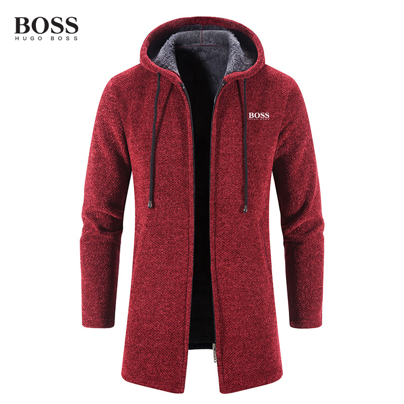 BOSS MEN-S LONG SLEEVE THICKENING CARDIGAN WARM CASUAL JACKET COAT