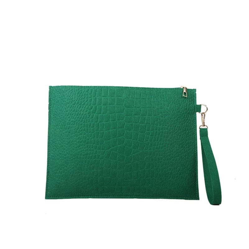 Women's Medium Felt Solid Color Basic Classic Style Square Zipper Envelope Bag