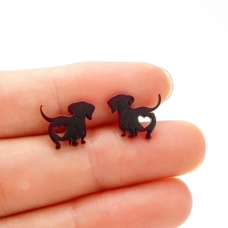 1 Pair Minimalist Dog Plating 304 Stainless Steel 18K Gold Plated Ear Studs