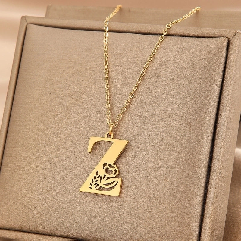 Basic Classic Style Letter Stainless Steel Plating Pendant Necklace