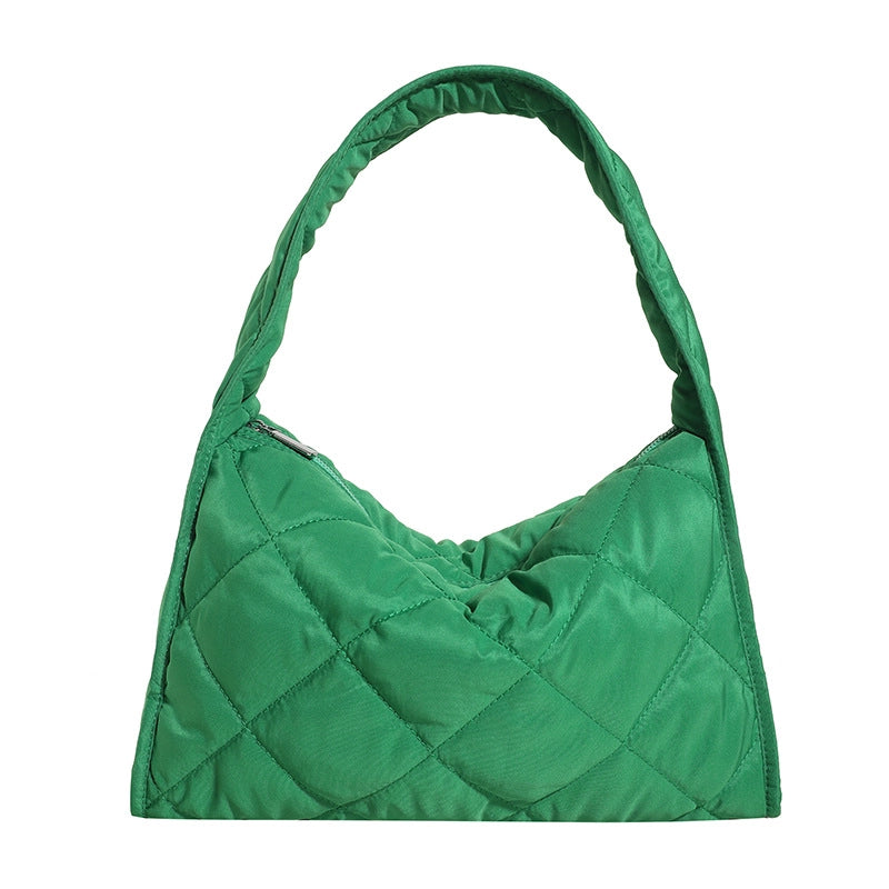 Women's Medium All Seasons Nylon Solid Color Basic Square Zipper Shoulder Bag Underarm Bag