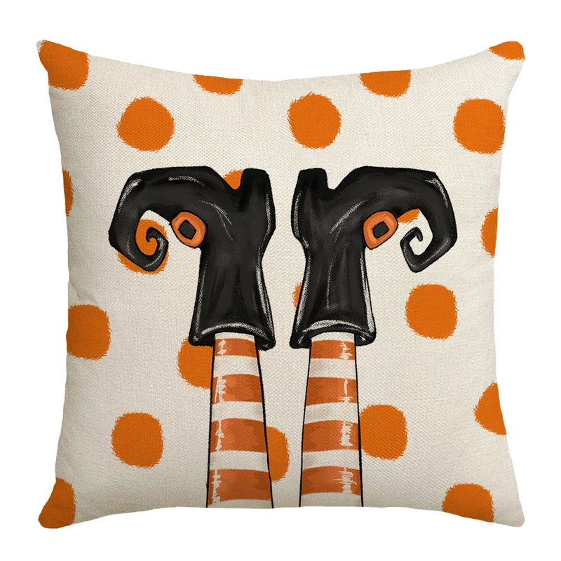 Halloween Minimalist Pumpkin Letter Hat Linen Pillow Cases Couch & Sofa Decor
