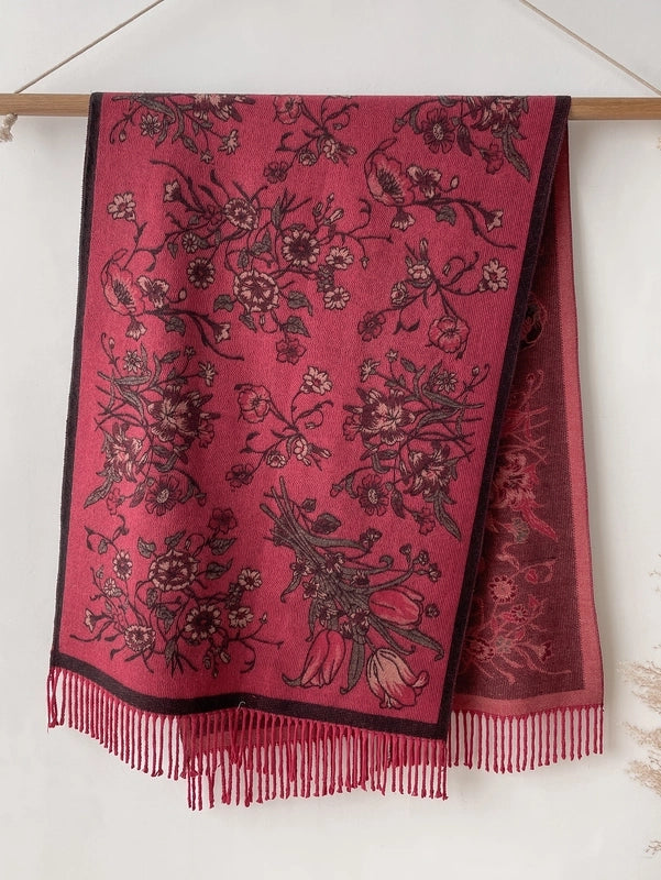 New Ethnic Style Vintage Tassel Shawl Autumn And Winter External Dual-Use Scarf Women's Travel Vacation Photo Cape