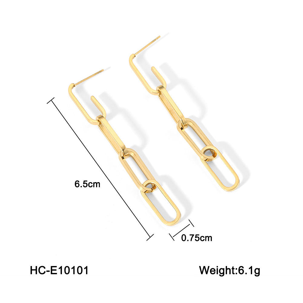 Circle Chain Geometric Stainless Steel Electroplating Earrings