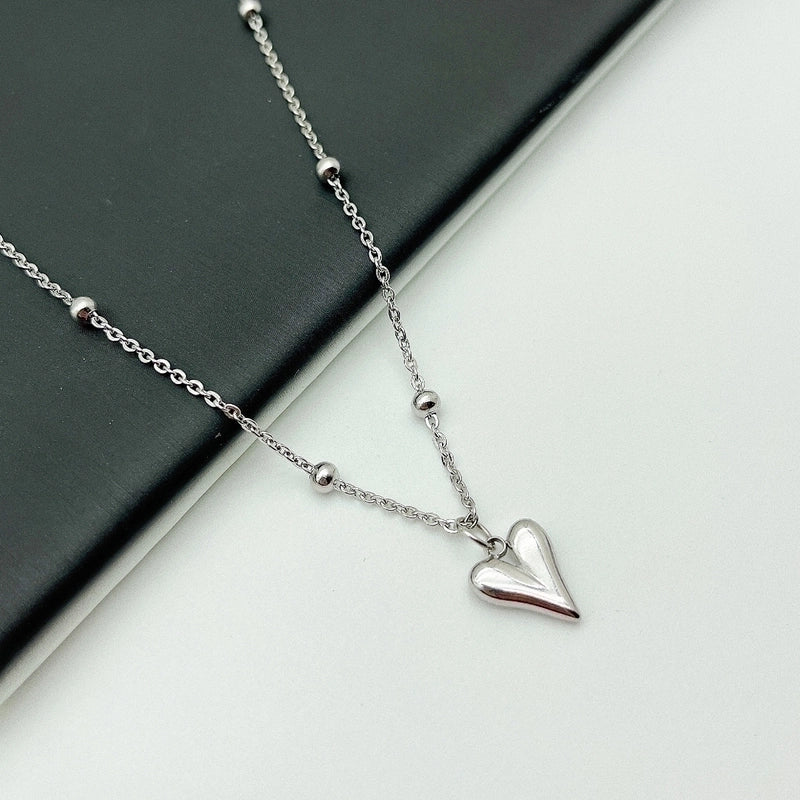 Titanium Steel Minimalist Polishing Heart Shape Pendant Necklace