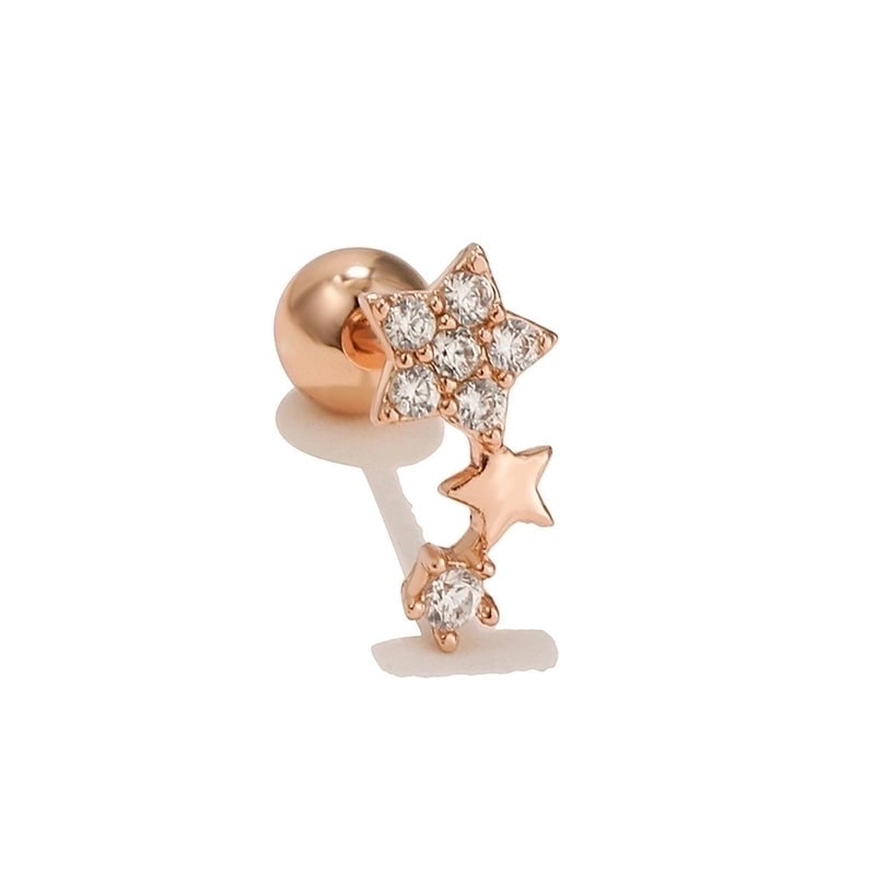 Star Brass Gem Earrings Ear Studs
