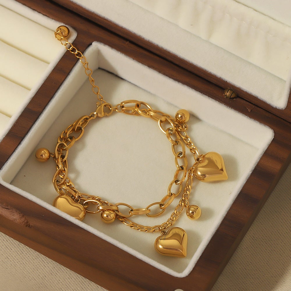 Women  Heart Heart Geometric Stainless Steel Electroplating Bracelets