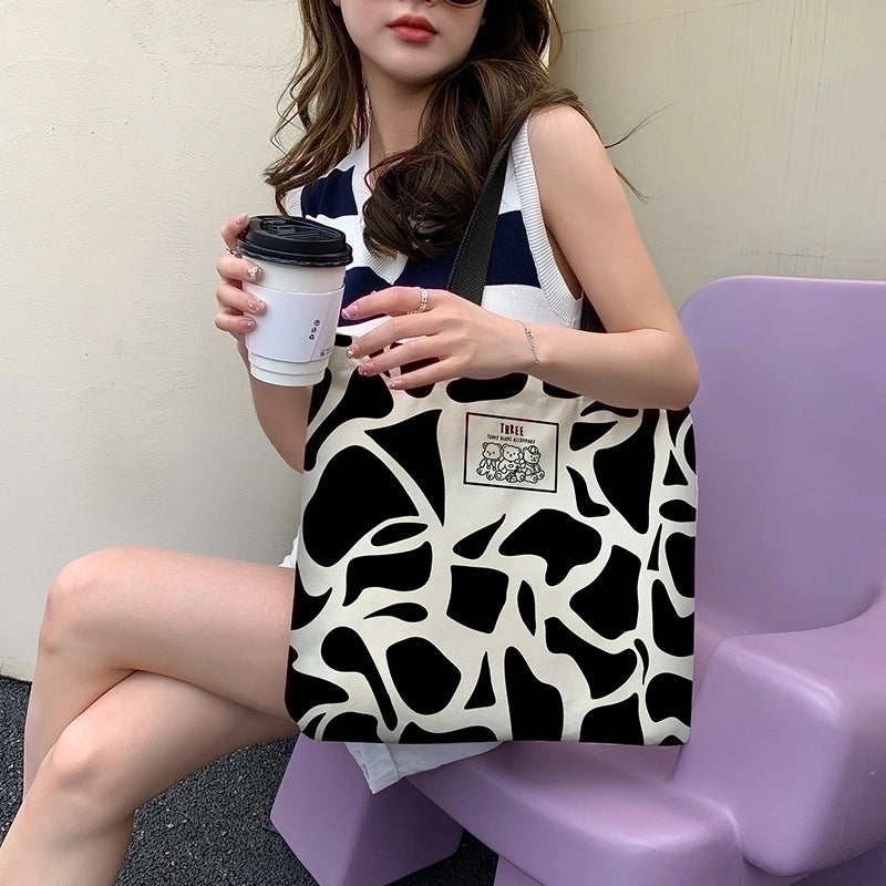 Women's Fashion Cow Pattern Canvas Shopping Bags