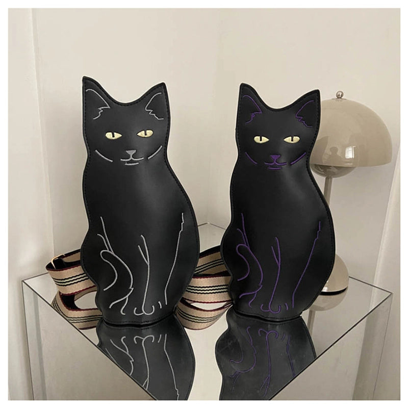 Women's Small All Seasons Pu Leather Cat Streetwear Square Zipper Shoulder Bag