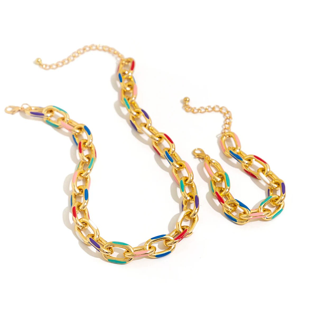 Colorful Chain Bracelet and Necklace Set