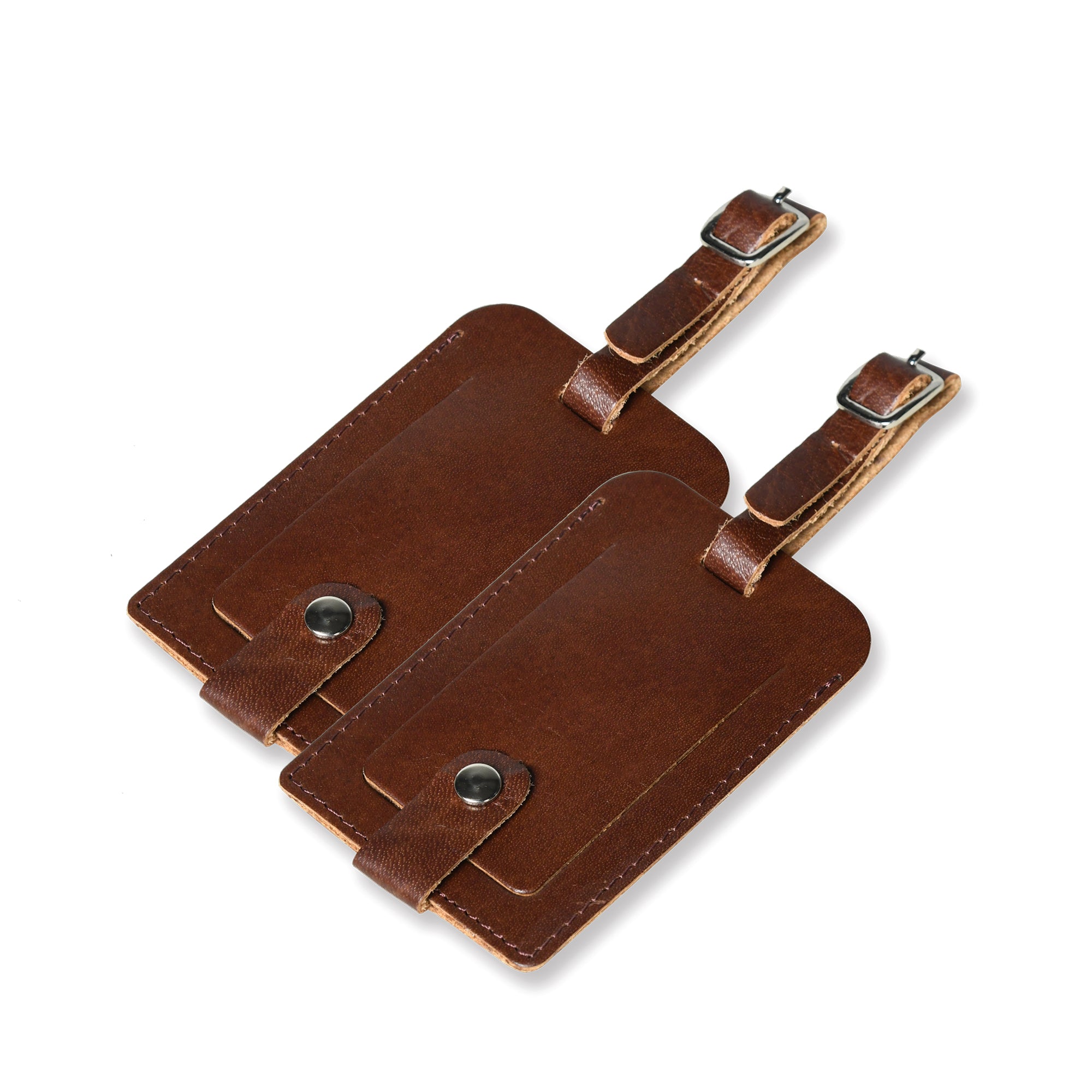 Dark Brown Leather Luggage Tags Set