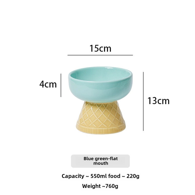 Cat Bowl Ceramic Protective Cervical Spine Drinking Bowl Pet Supplies Cute Oblique Mouth Anti-knock Dog Rice Bowl Cat Food Bowl