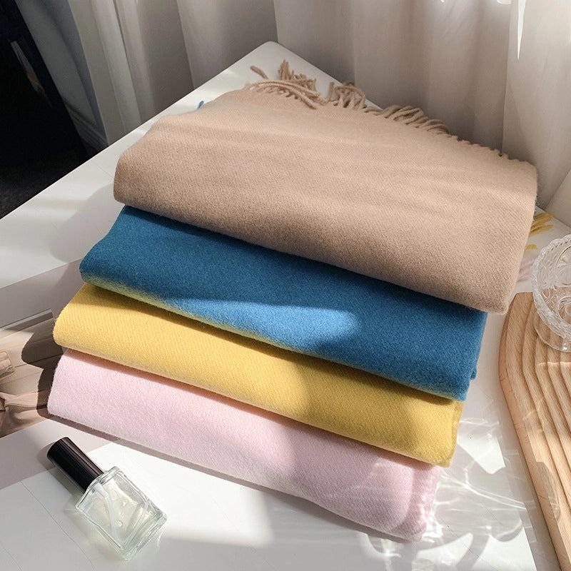 Women's Scarf Winter Versatile Long Solid Color Cashmere-like  Shawl Autumn And Winter Thickened Warm Knitted Scarf Men's Fashion