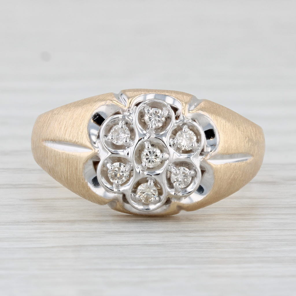 Vintage 0.21ctw Diamond Cluster Men's Belcher Setting Ring 10k Gold Size 11.75