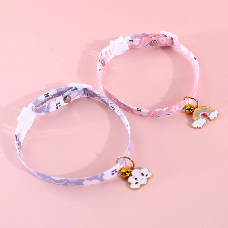 Pet Collar Cloud Rainbow Adjustable Bell Safety Buckle Cat Dog Collar