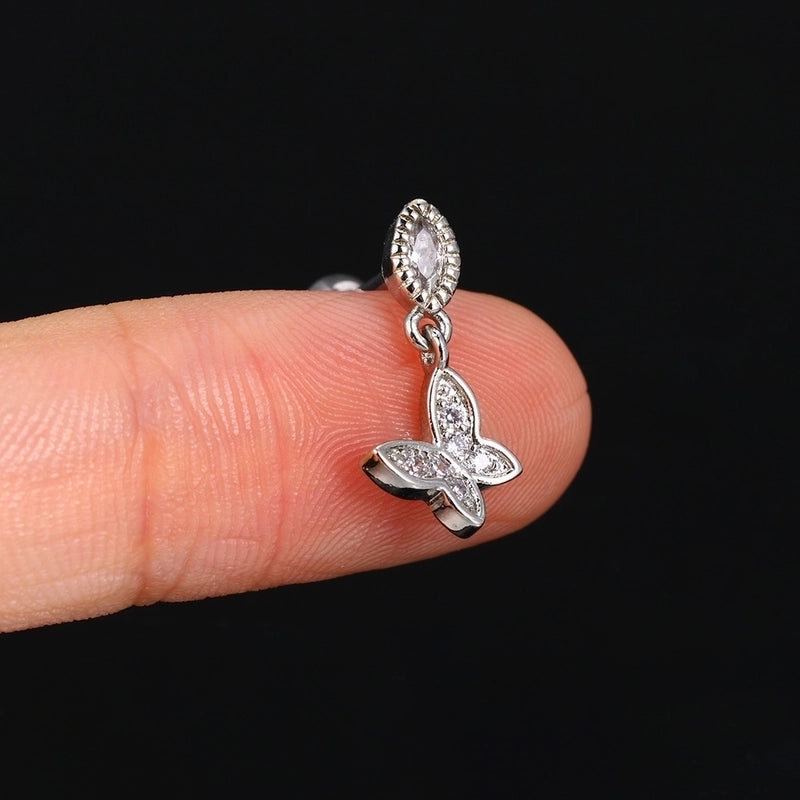 1 Piece Minimalist Classic Style Geometric Butterfly Inlay Copper Zircon Ear Studs