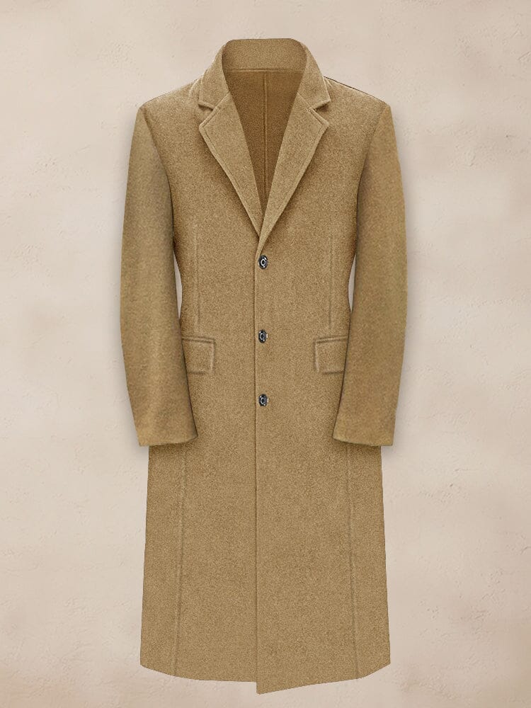 Classic Lapel Long Tweed Coat