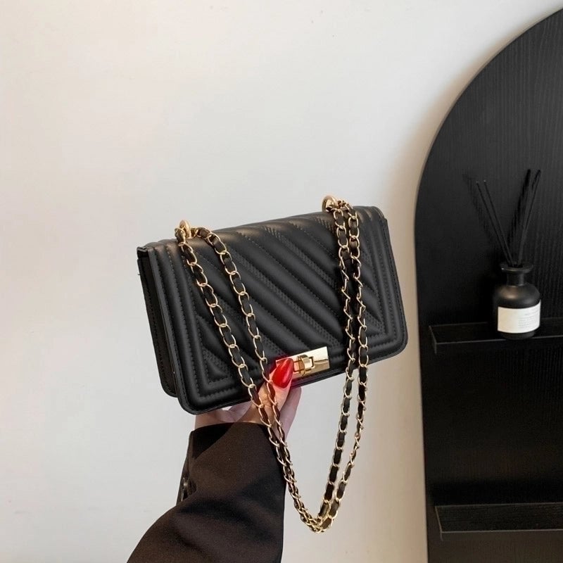 Women's Pu Leather Stripe Elegant Flip Cover Crossbody Bag