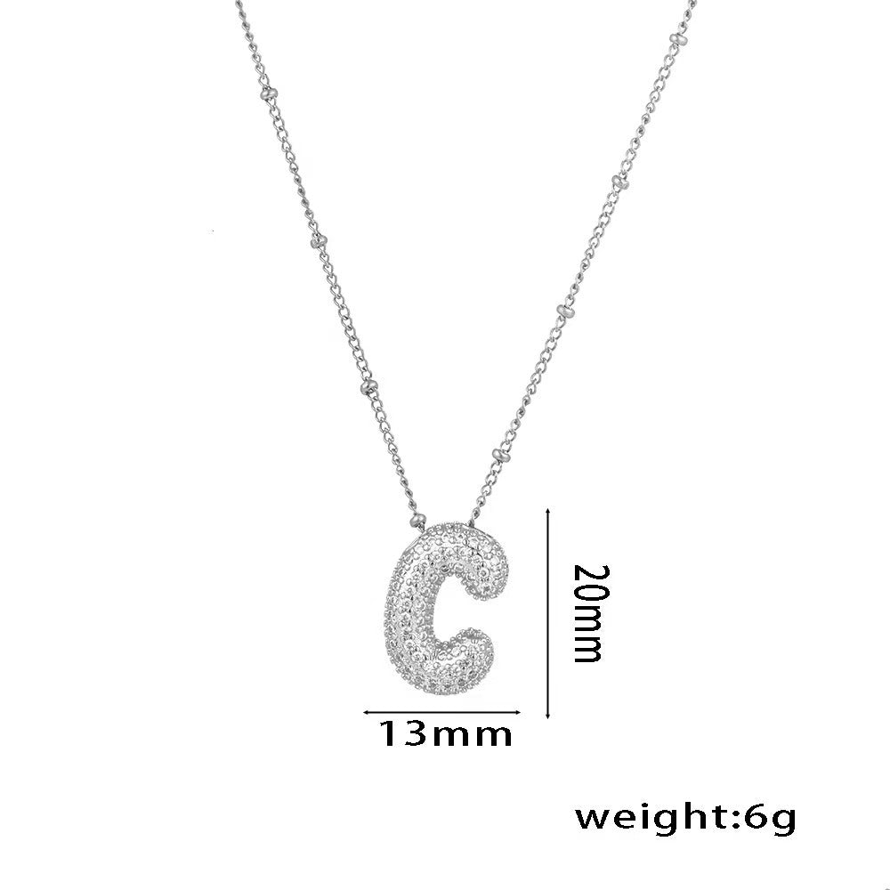 New Micro-Inlaid Zircon 26 Letter Pendant Necklace Copper Plated 18K Gold Fashionable And Classic