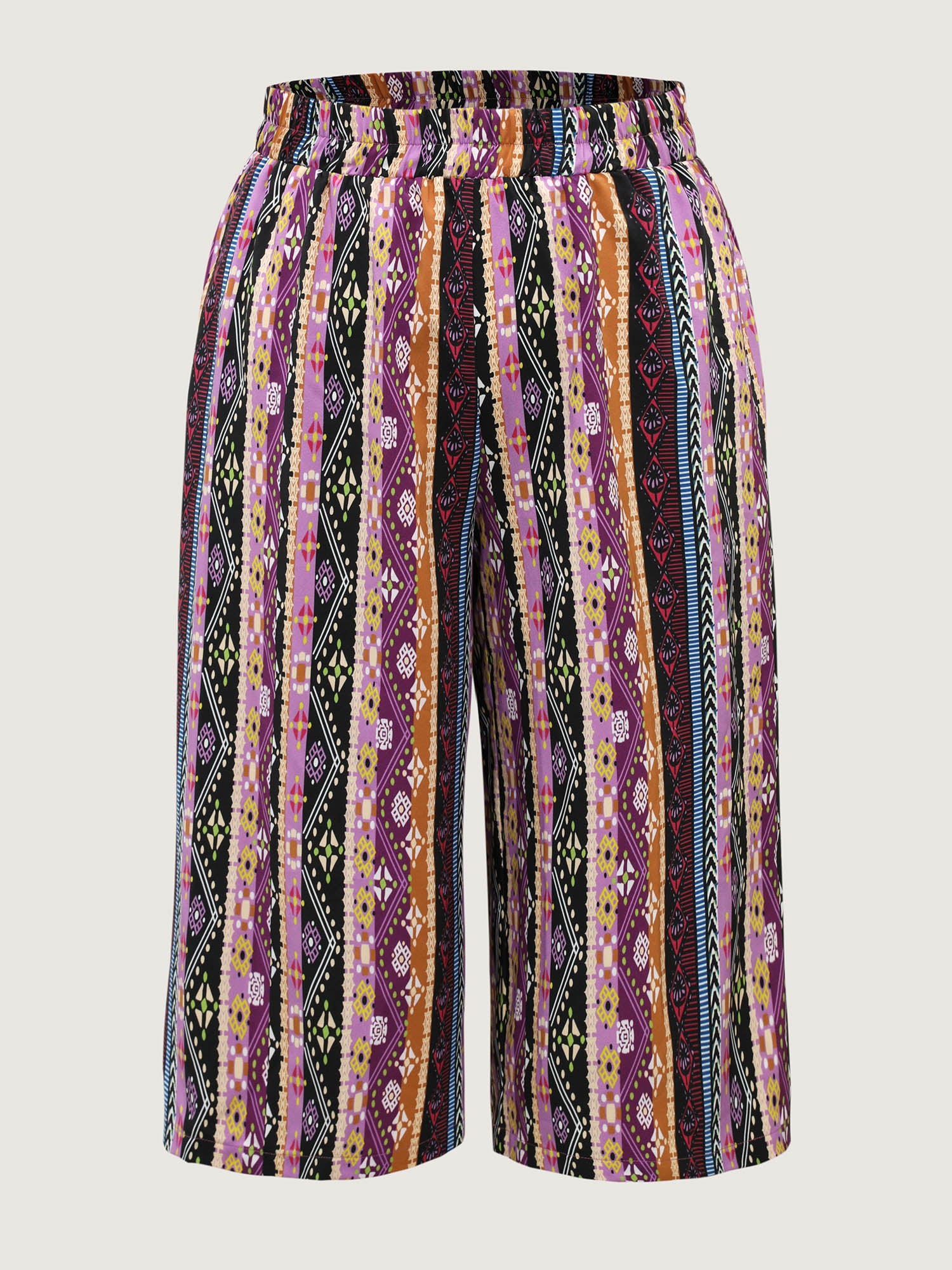 Boho Colorful Stripes Wide-Leg Pants