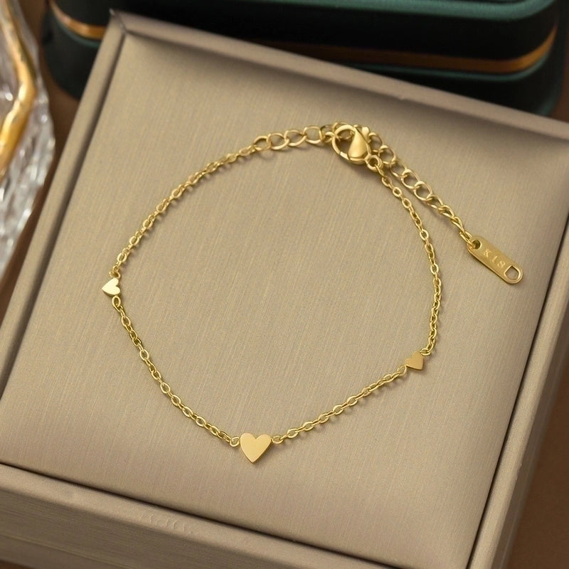 Casual Minimalist Heart Shape Titanium Steel Plating Inlay Pearl Shell Bracelets Earrings Necklace