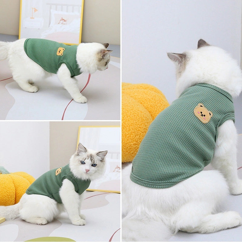 Pet Clothes Cat And Dog Clothes Spring And Summer New Waffle Pet Vest Medium And Small Dog Teddy Bichon Dog Clothing