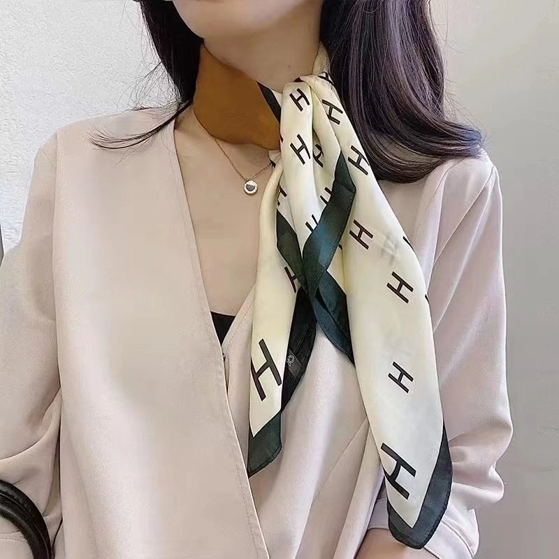 Women's Business Flower Satin Printing Silk Scarf