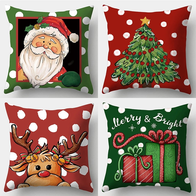 Christmas Minimalist Santa Claus Gift Box Snowman Fibre Peach Skin Pillow Cases Couch & Sofa Decor