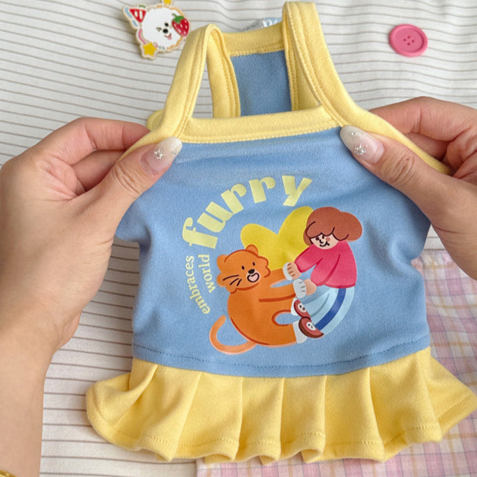 Cartoon Printed Color Block Dog Cat Vest/Dress