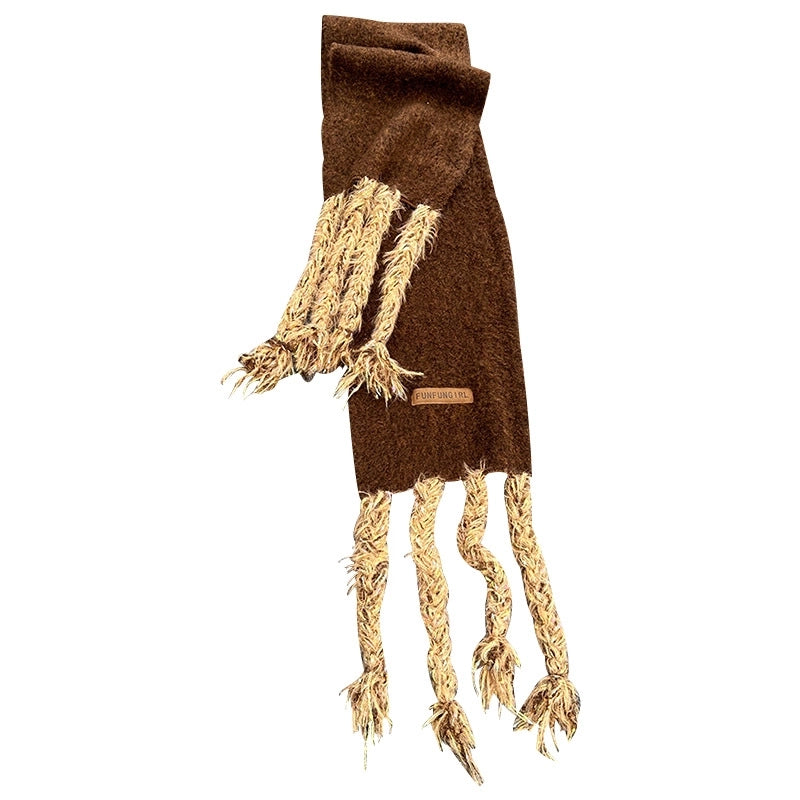 Women's Minimalist Solid Color Wool Blend Knitted Scarf