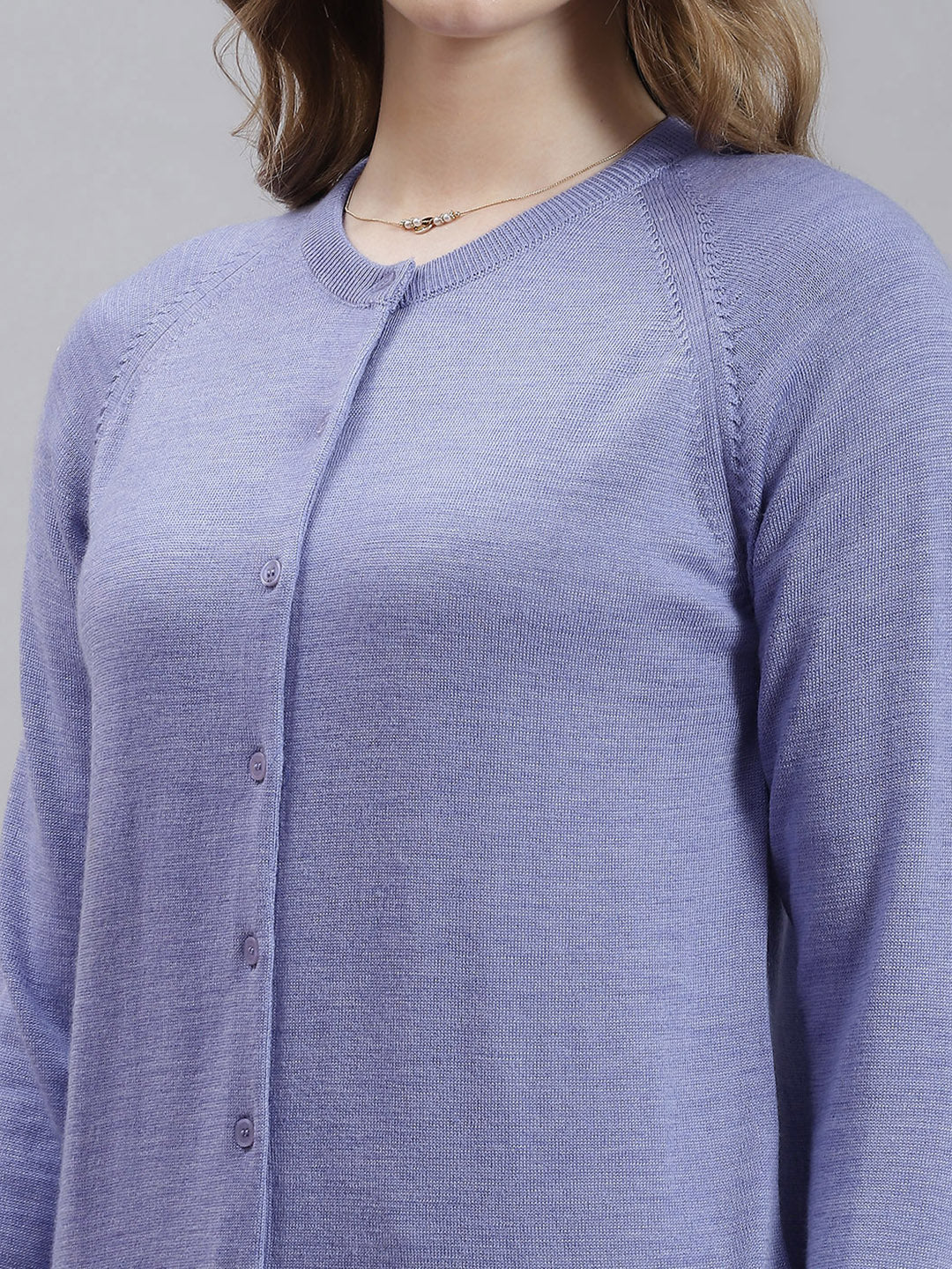 Women Purple Solid Cardigan