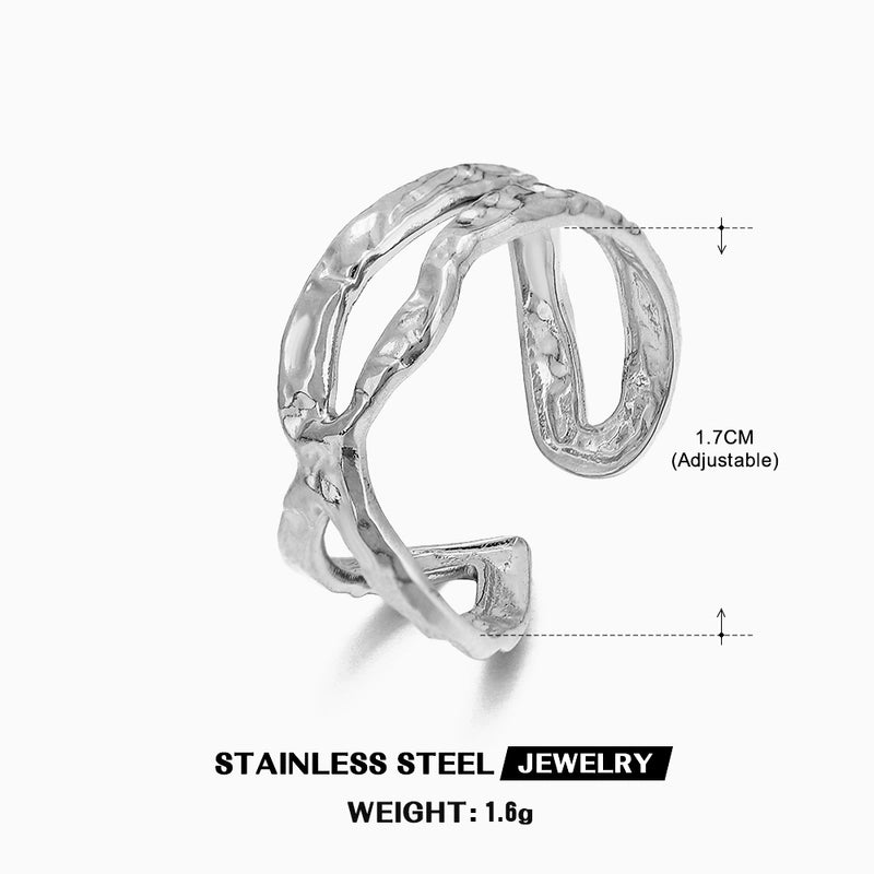 304 Stainless Steel Minimalist Plating Geometric Open Ring