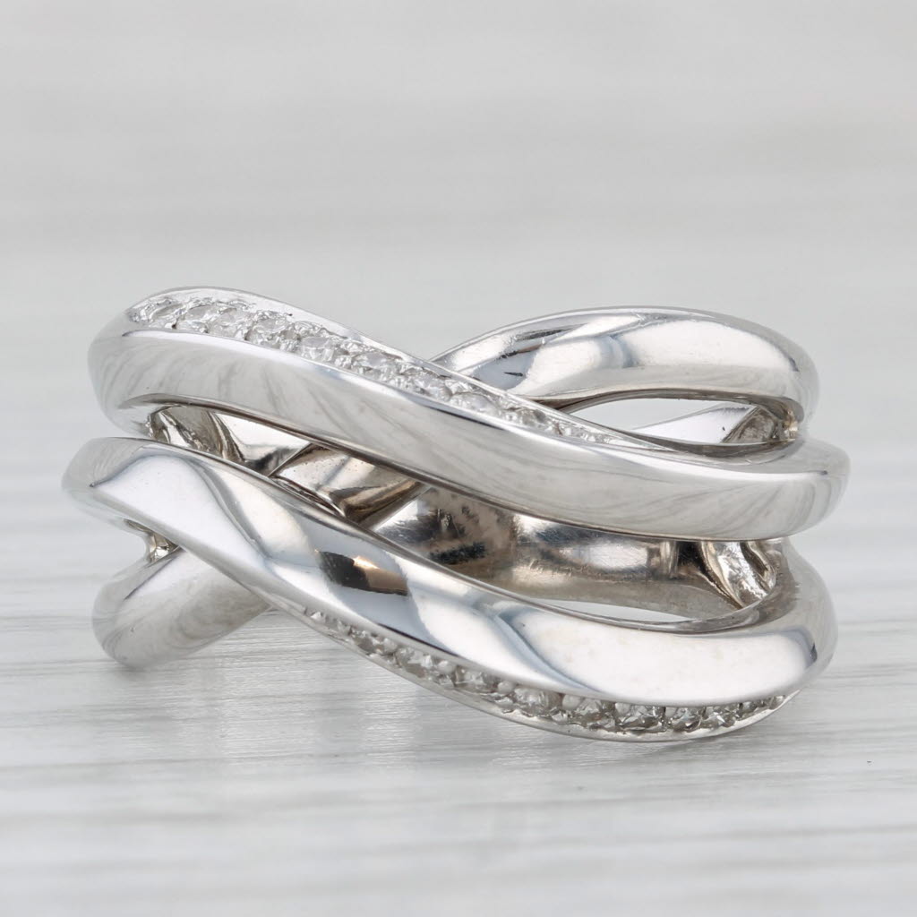Interlocking Multiband Ring 14k White Gold Size 7.25 Statement