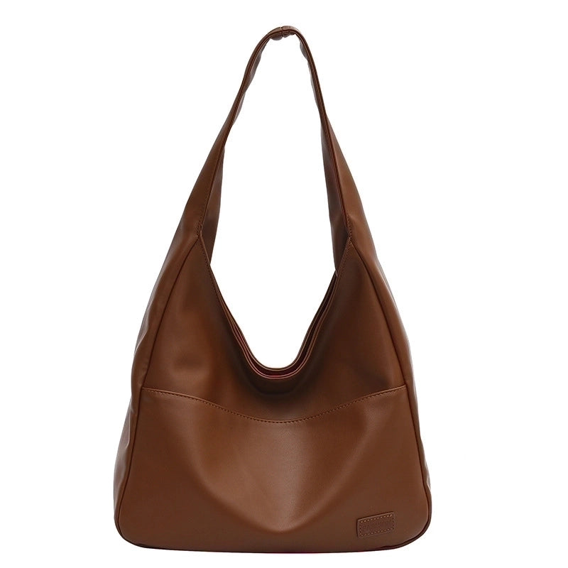 Women's Large Autumn Pu Leather Solid Color Fashion Square Zipper Tote Bag