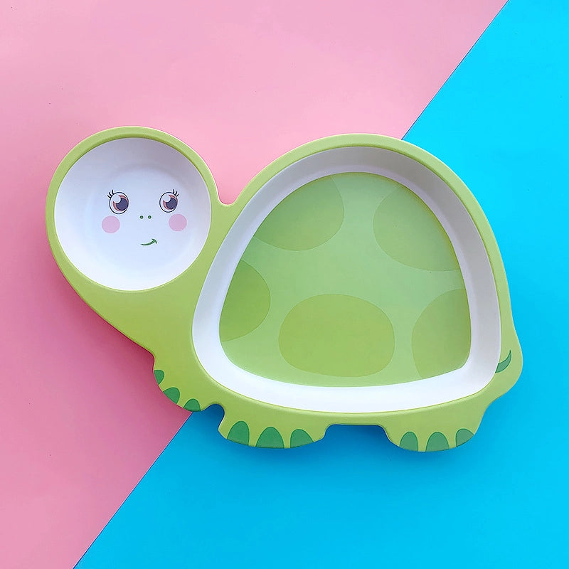 Creative Cute Cartoon Bamboo Fiber Children Dishes Household Kindergarten Children's Plate Baby Grid Plate