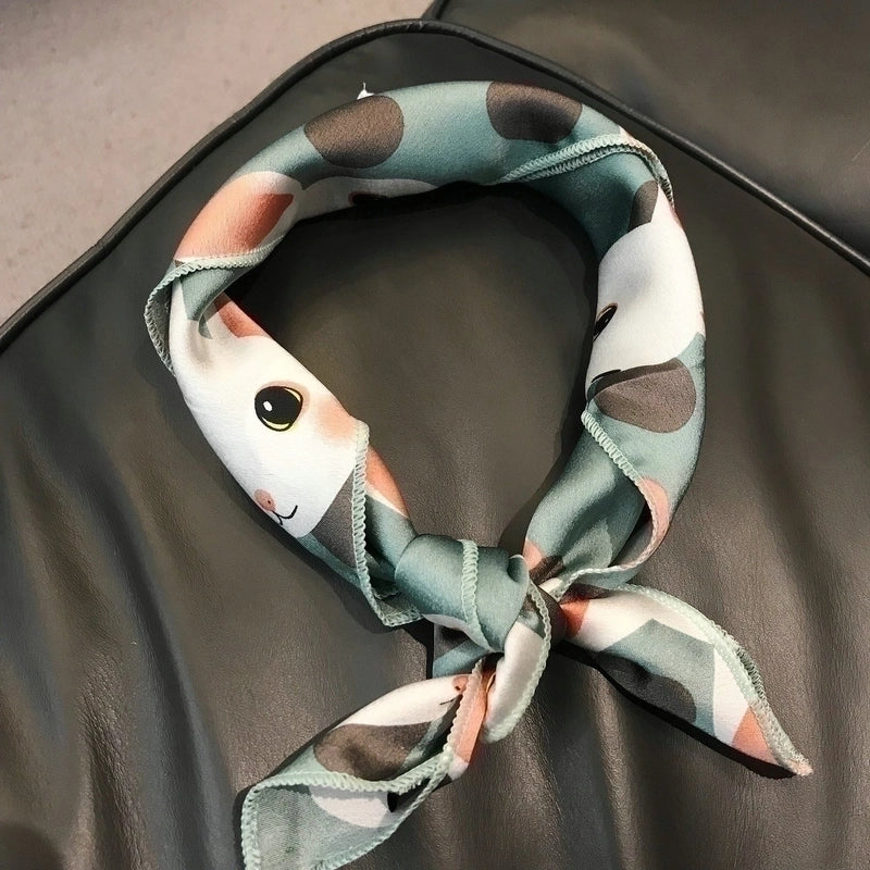 Women's Minimalist Color Block Polyester Silk Scarf