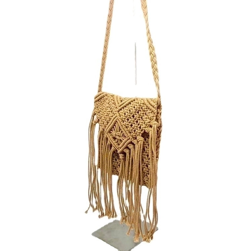 Women's Small Straw Stripe Vacation Square Flip Cover Crossbody Bag