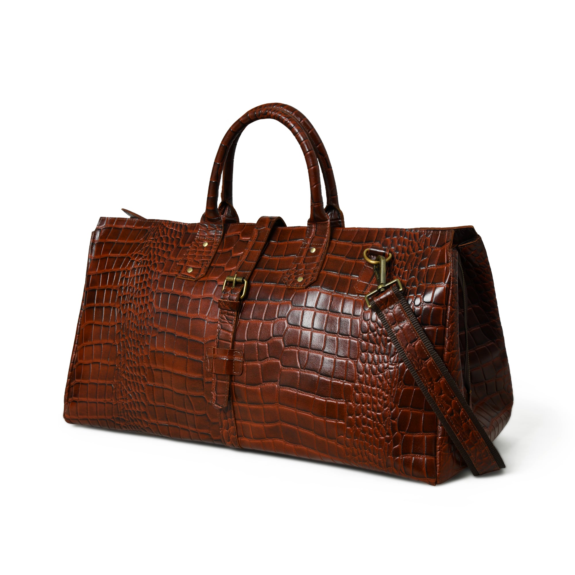 Brown Croco Pattern Duffle