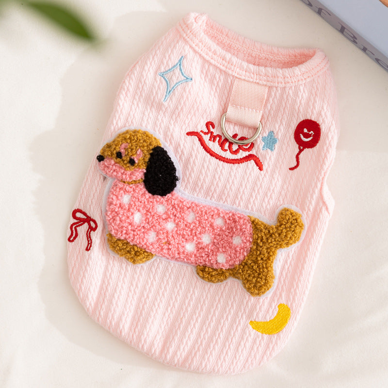 Cute Towel Dog Pattern Dog Vest Harness