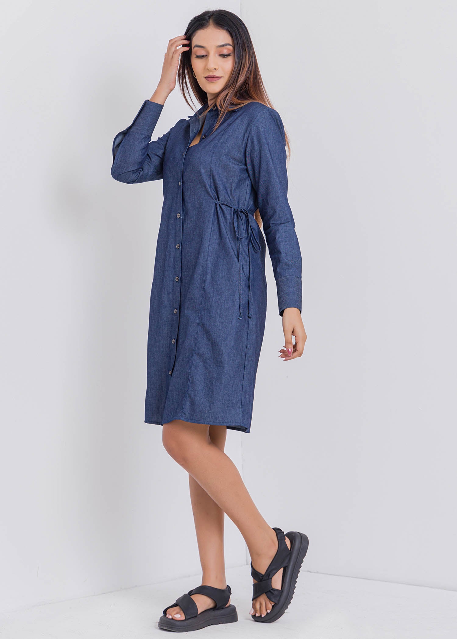 Shirt Dress With Side Tie Detail