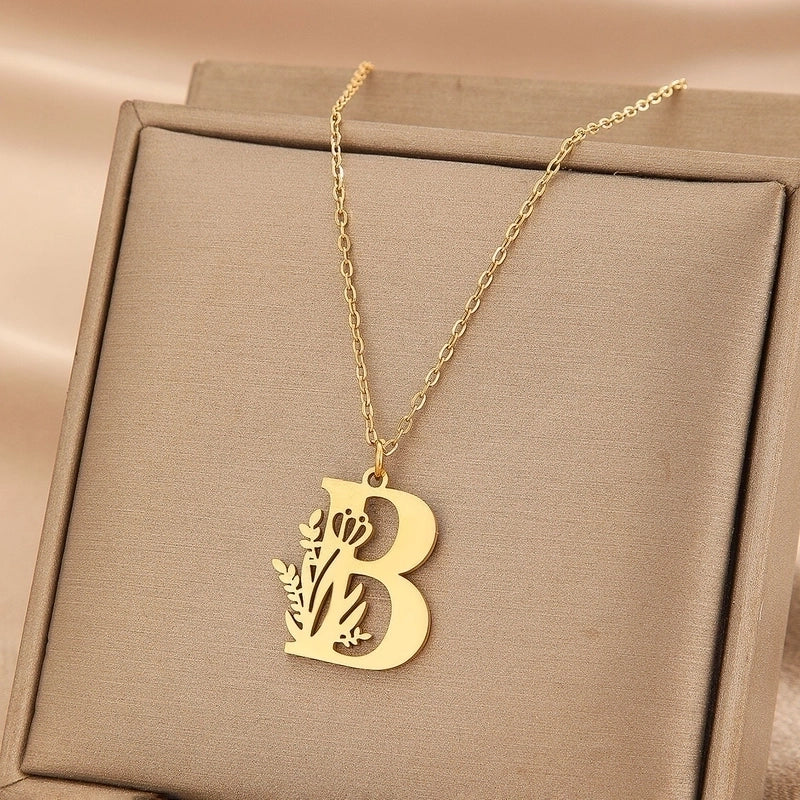 Basic Classic Style Letter Stainless Steel Plating Pendant Necklace