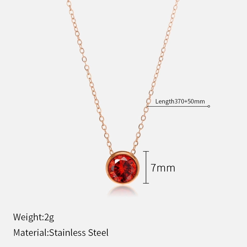 Minimalist Round 304 Stainless Steel Rhinestones Plating Stainless Steel Necklaces