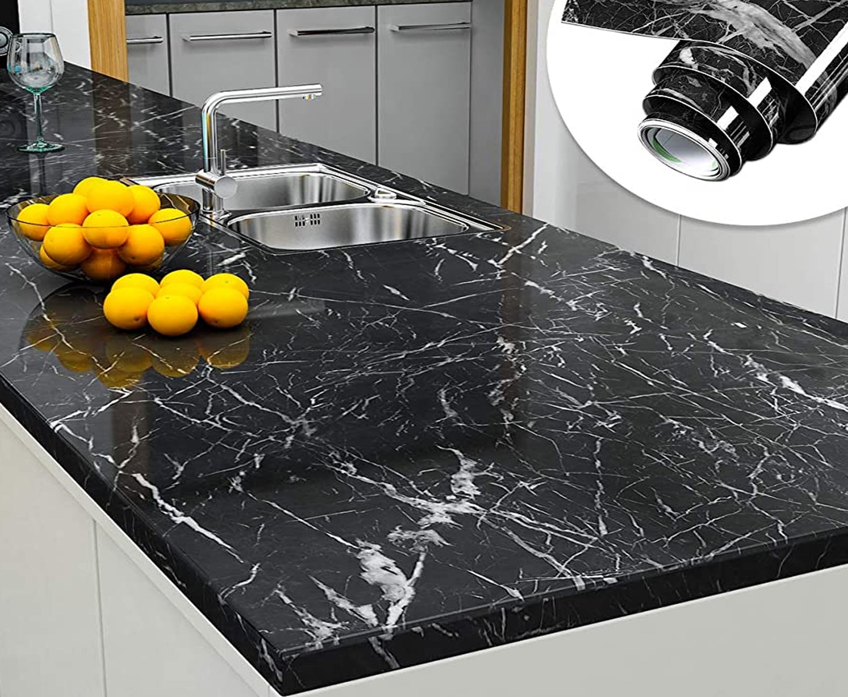 3D Black Marble Self Adhesive Sheet